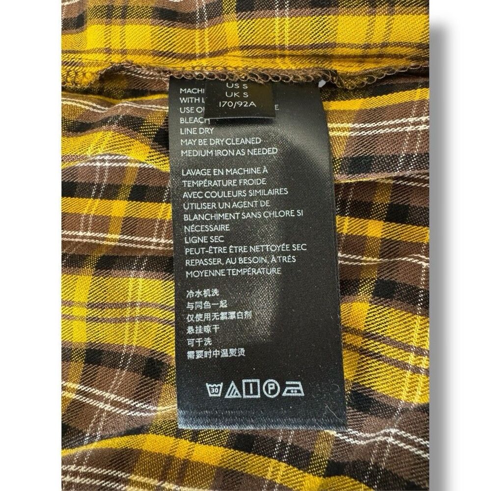 Anthropologie Dalton Wrap Dress Mustard Yellow Midi Tiered Plaid Women’s Size S - Picture 7 of 14